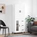 Highboard hvit 69,5x34x180 cm konstruert tre