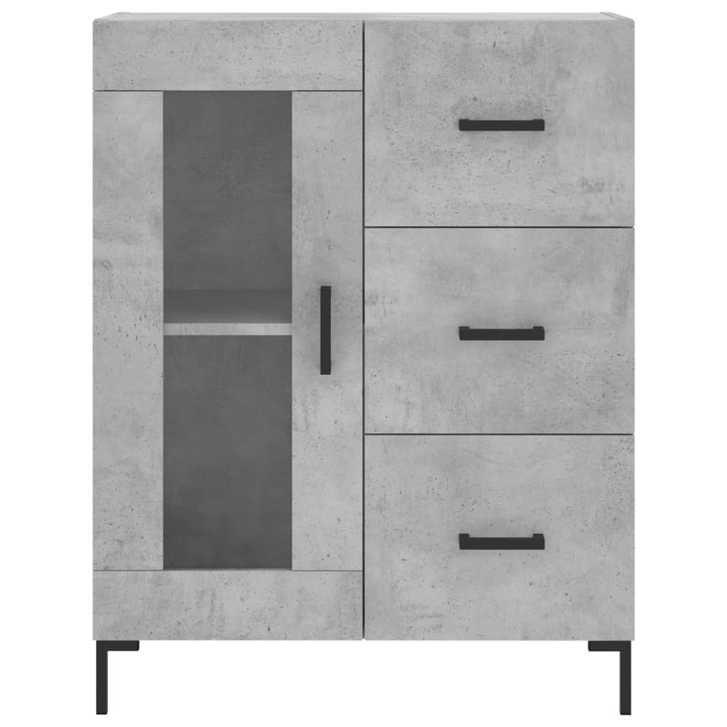 Highboard betonggrå 69,5x34x180 cm konstruert tre