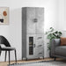 Highboard betonggrå 69,5x34x180 cm konstruert tre