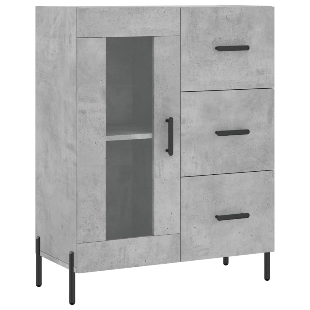 Highboard betonggrå 69,5x34x180 cm konstruert tre