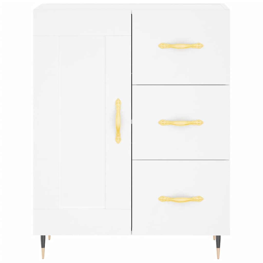 Highboard hvit 69,5x34x180 cm konstruert tre