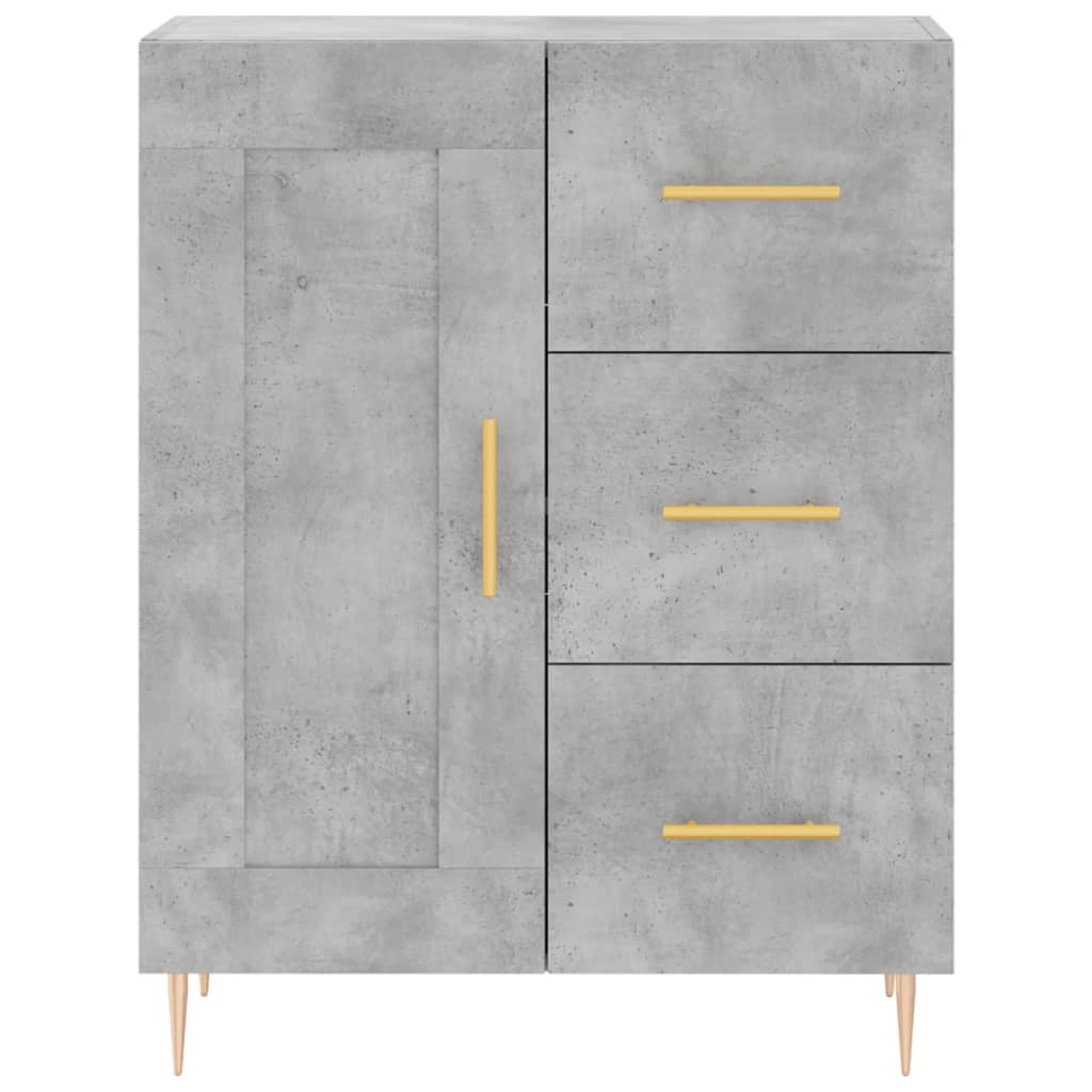 Highboard betonggrå 69,5x34x180 cm konstruert tre