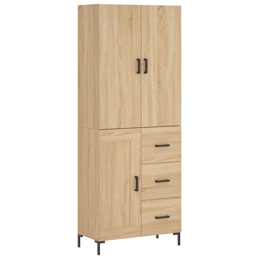 Highboard sonoma eik 69,5x34x180 cm konstruert tre
