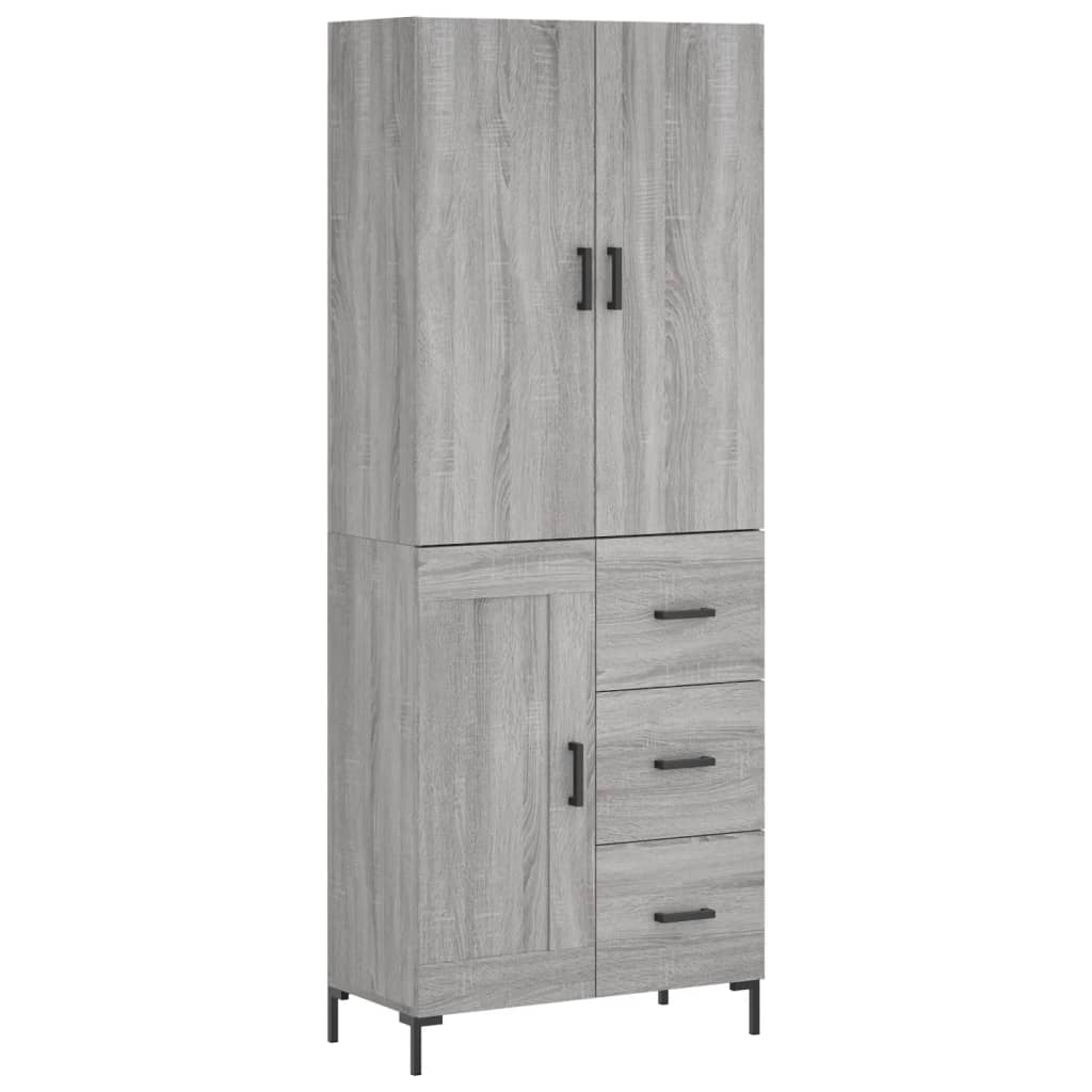 Highboard grå sonoma 69,5x34x180 cm konstruert tre