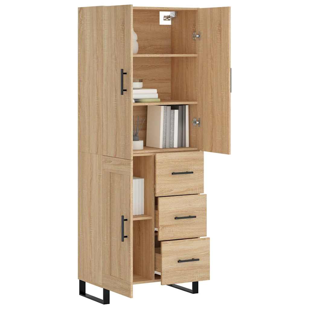 Highboard sonoma eik 69,5x34x180 cm konstruert tre