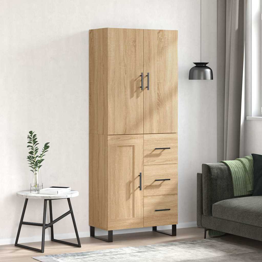 Highboard sonoma eik 69,5x34x180 cm konstruert tre