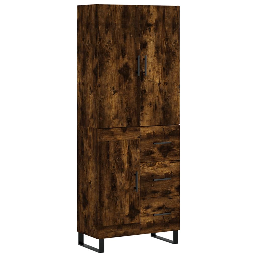 Highboard røkt eik 69,5x34x180 cm konstruert tre
