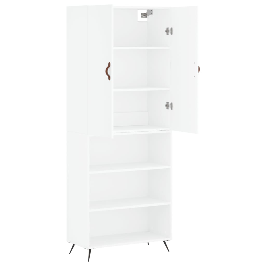 Highboard hvit 69,5x34x180 cm konstruert tre