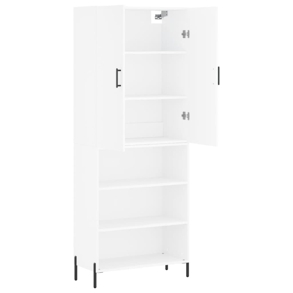 Highboard hvit 69,5x34x180 cm konstruert tre