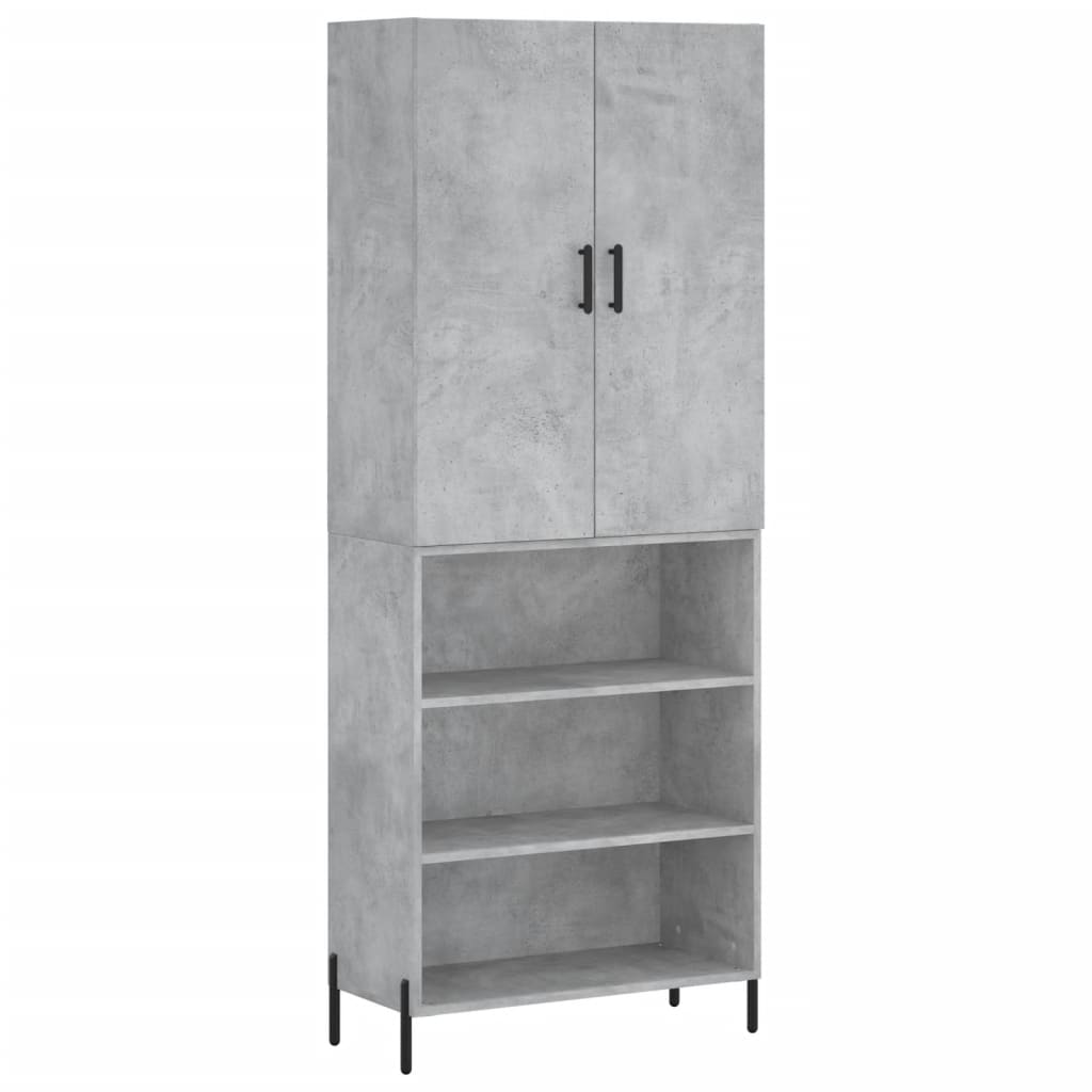 Highboard betonggrå 69,5x34x180 cm konstruert tre