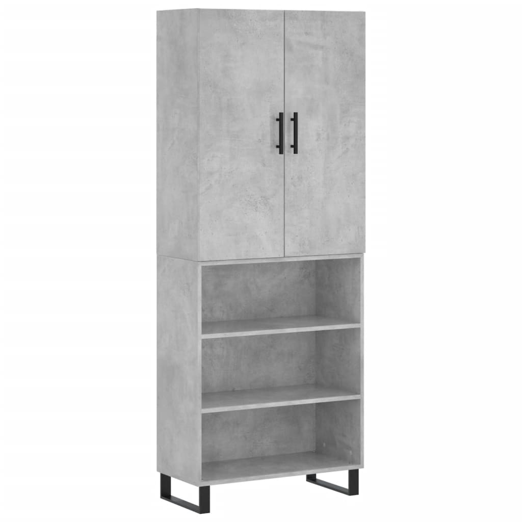 Highboard betonggrå 69,5x34x180 cm konstruert tre
