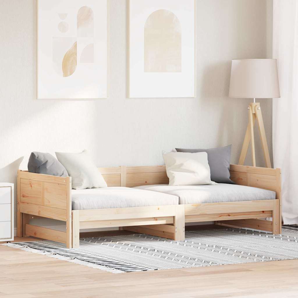 Uttrekkbar Dagbed Brun 203,5 x 184 x 56,5 cm Massiv furu