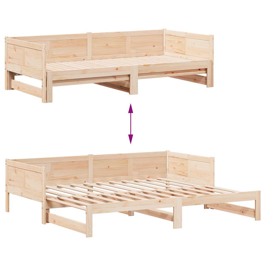 Uttrekkbar Dagbed Brun 203,5 x 184 x 56,5 cm Massiv furu