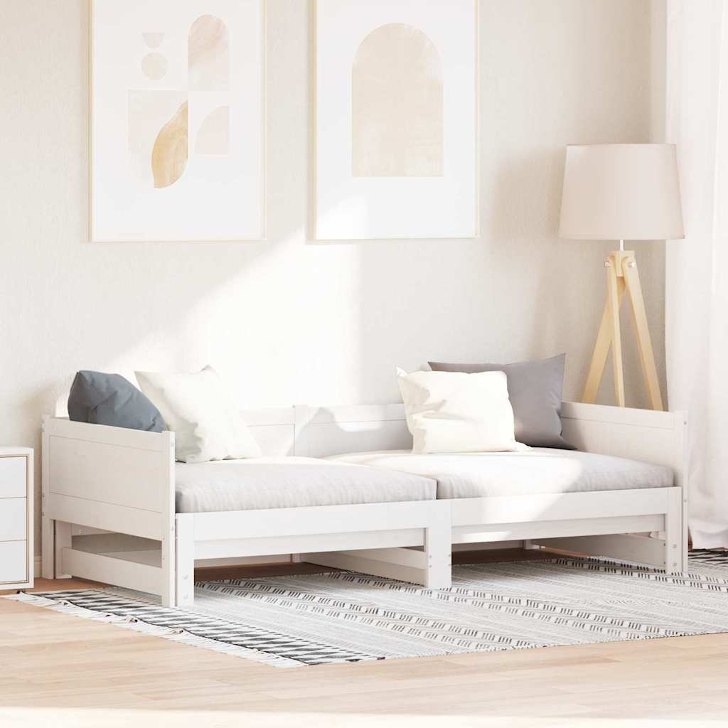 Uttrekkbar Dagbed Hvit 203,5 x 184 x 56,5 cm Massiv furu