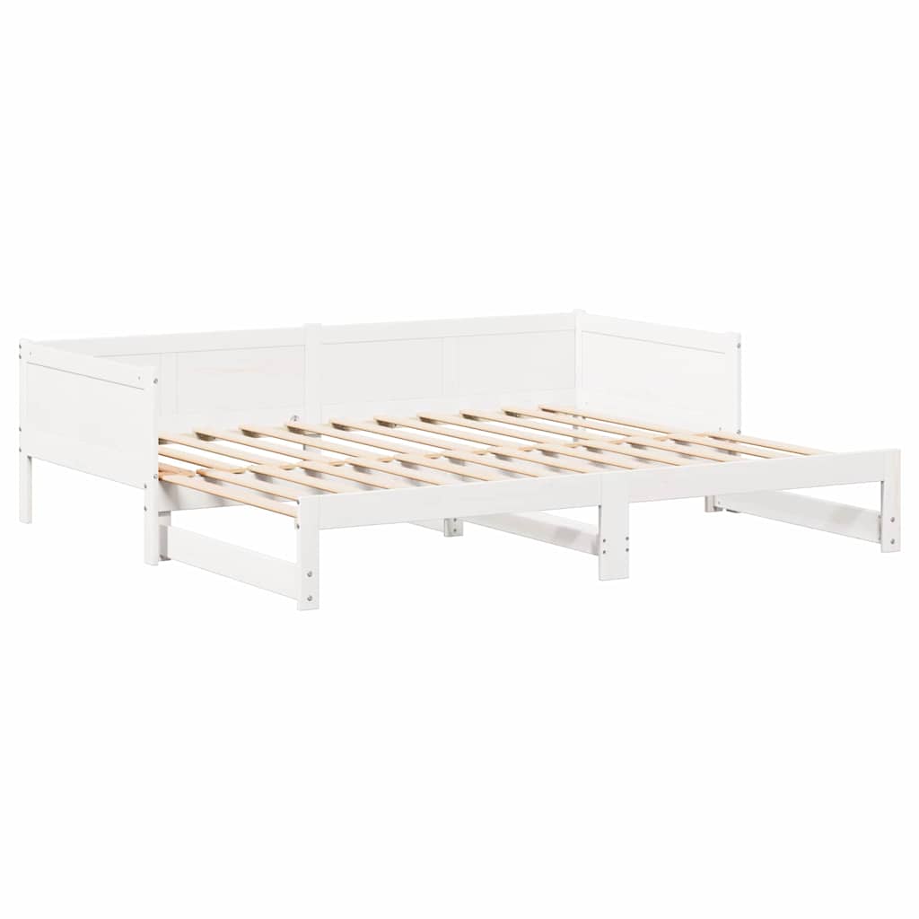 Uttrekkbar Dagbed Hvit 203,5 x 184 x 56,5 cm Massiv furu