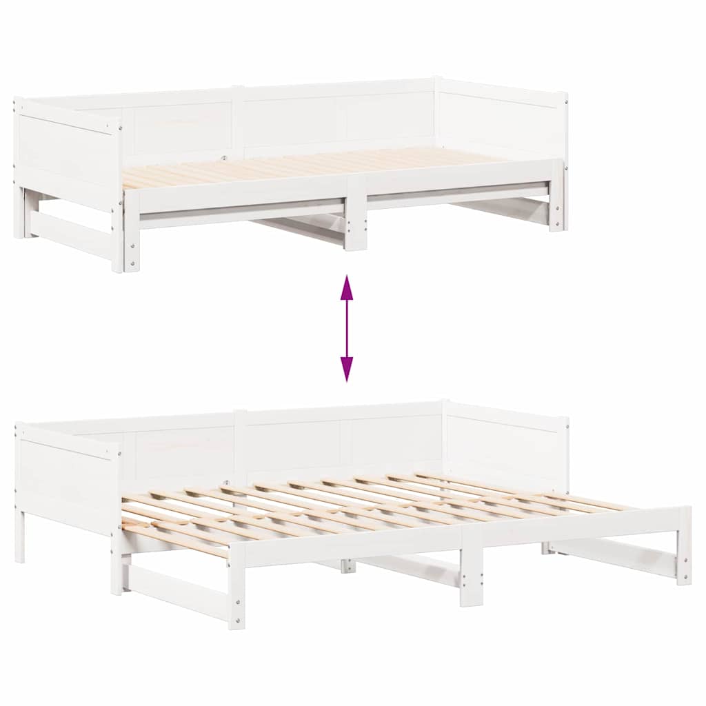 Uttrekkbar Dagbed Hvit 203,5 x 184 x 56,5 cm Massiv furu