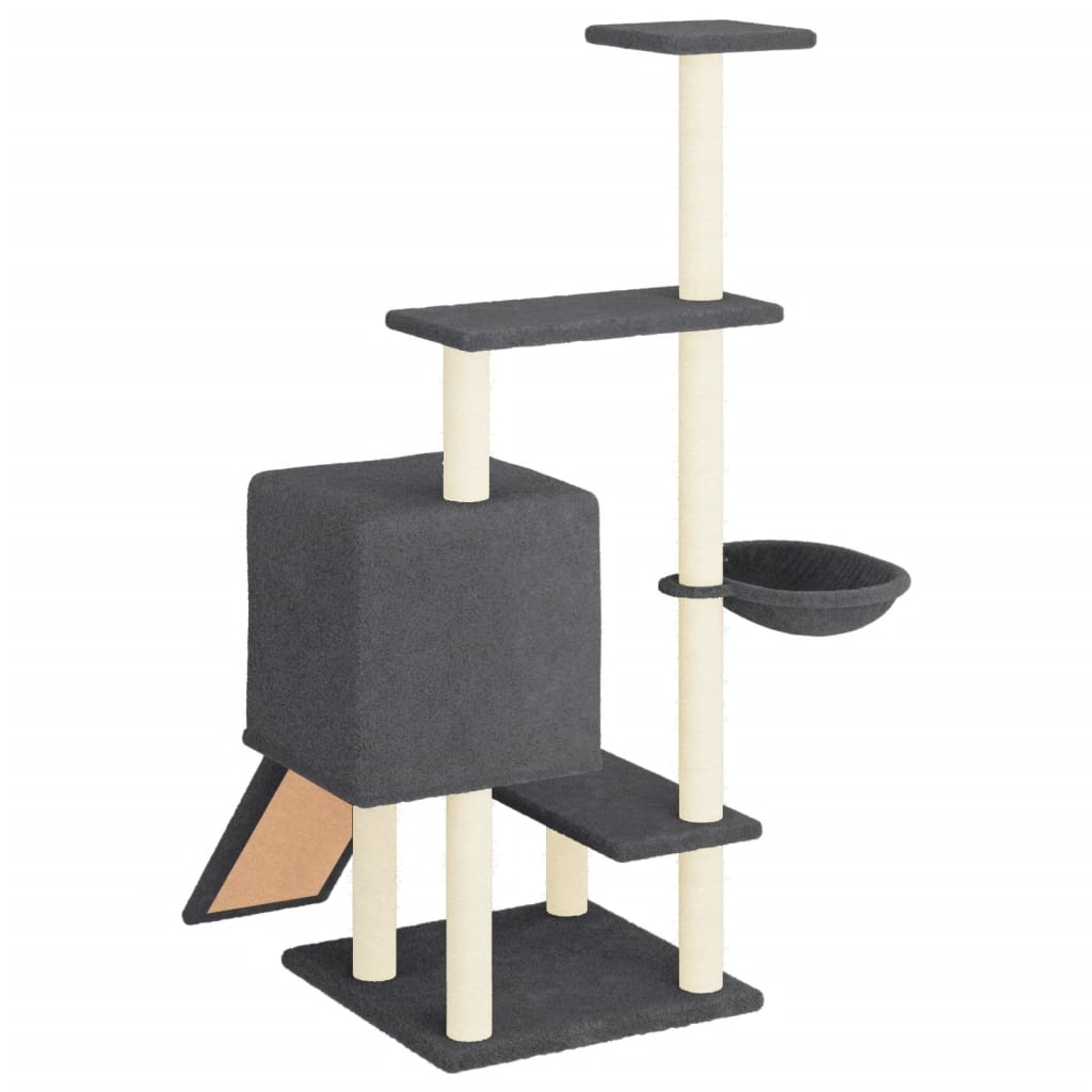 Kattetre med klorestolper i sisal mørkegrå 130,5 cm