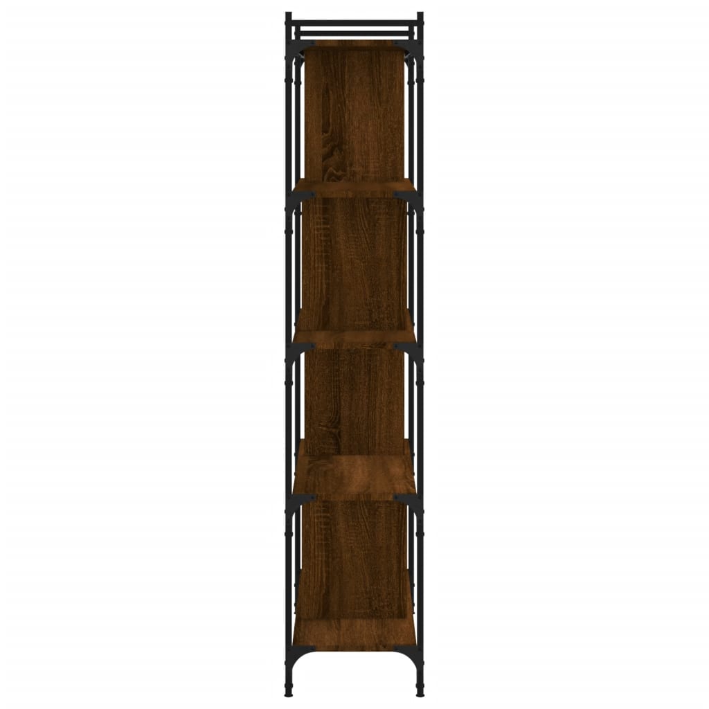 Bokhylle 5 etasjer brun eik 76x32x158 cm konstruert tre
