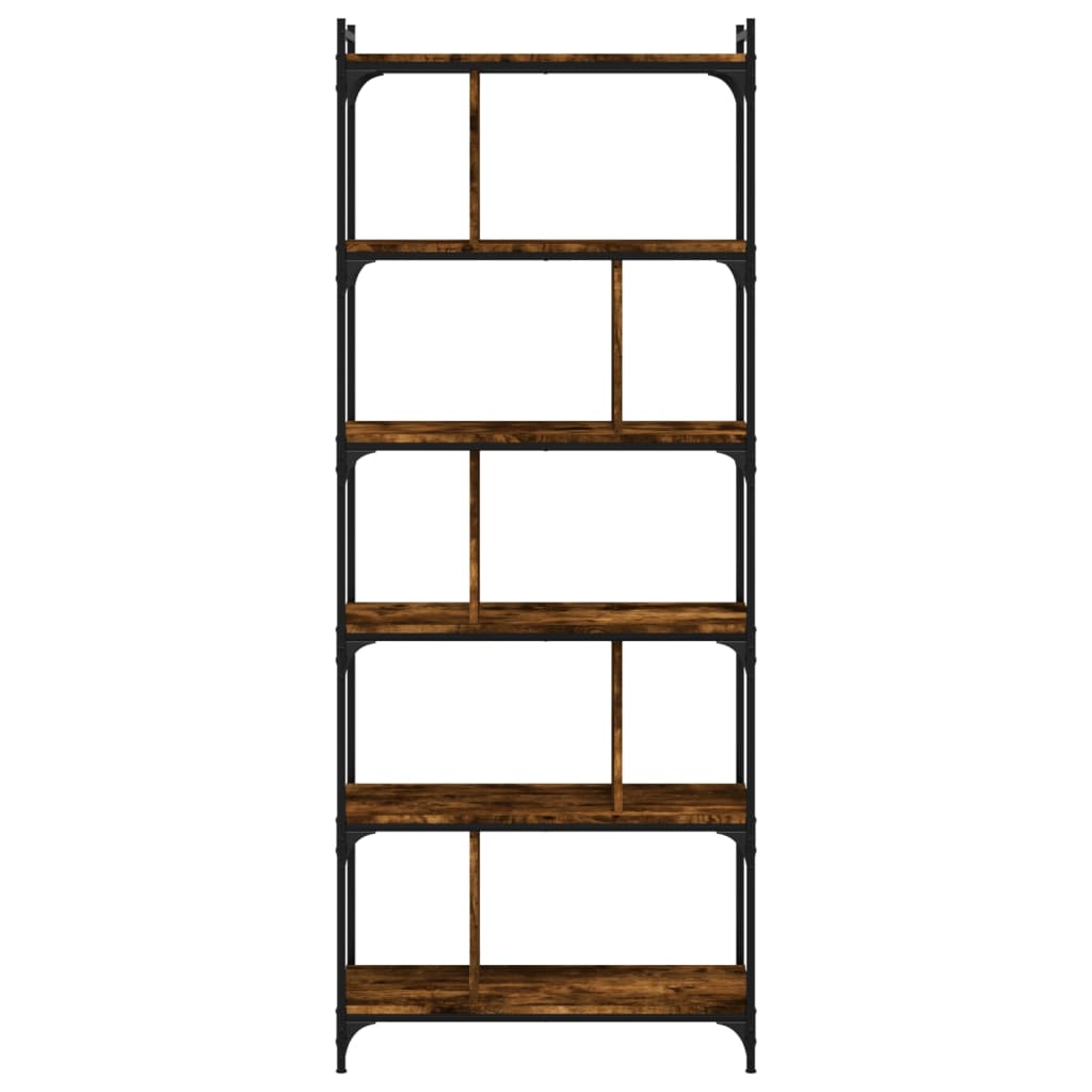 Bokhylle 6 etasjer røkt eik 76x32x192 cm konstruert tre