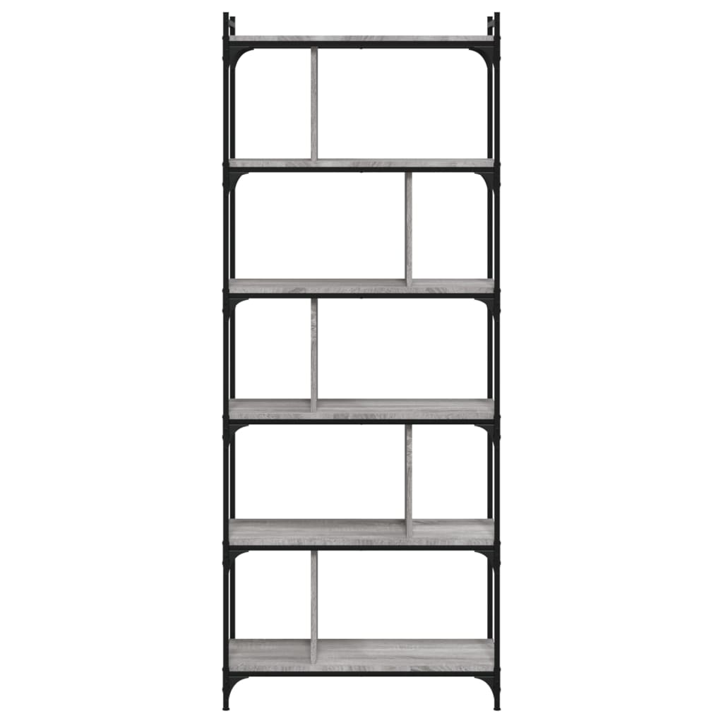 Bokhylle 6 etasjer grå sonoma 76x32x192 cm konstruert tre
