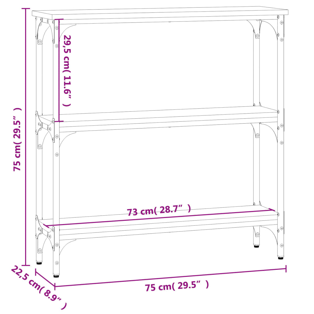Konsollbord Sonoma eik 75x22,5x75 cm konstruert tre