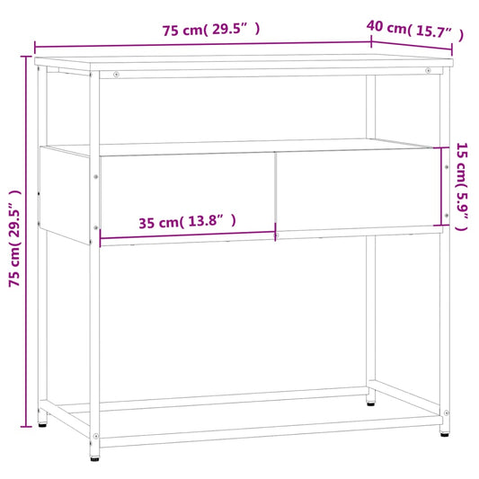 Konsollbord Sonoma eik 75x40x75 cm konstruert tre