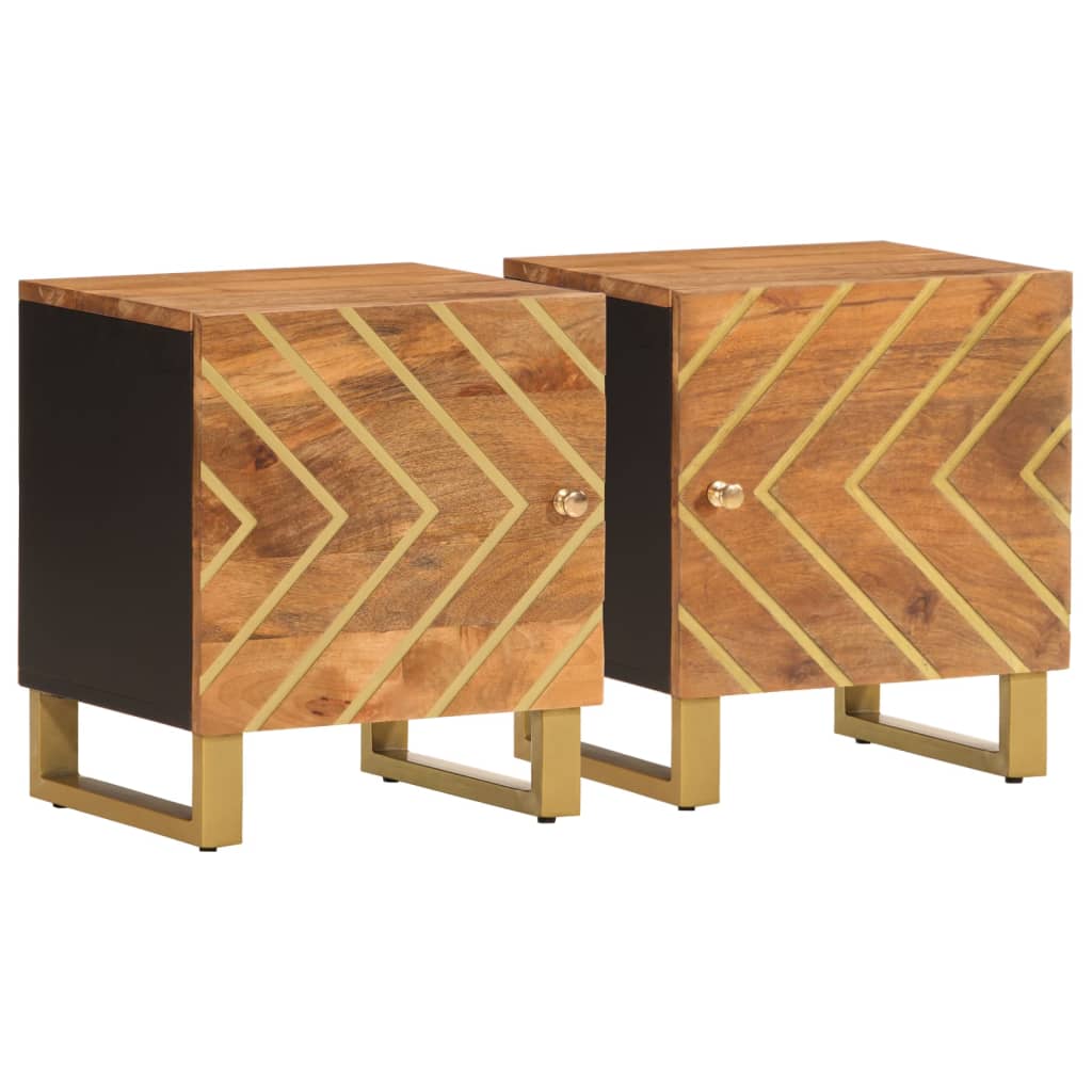 Nattbord 2 stk brun og svart heltre mango