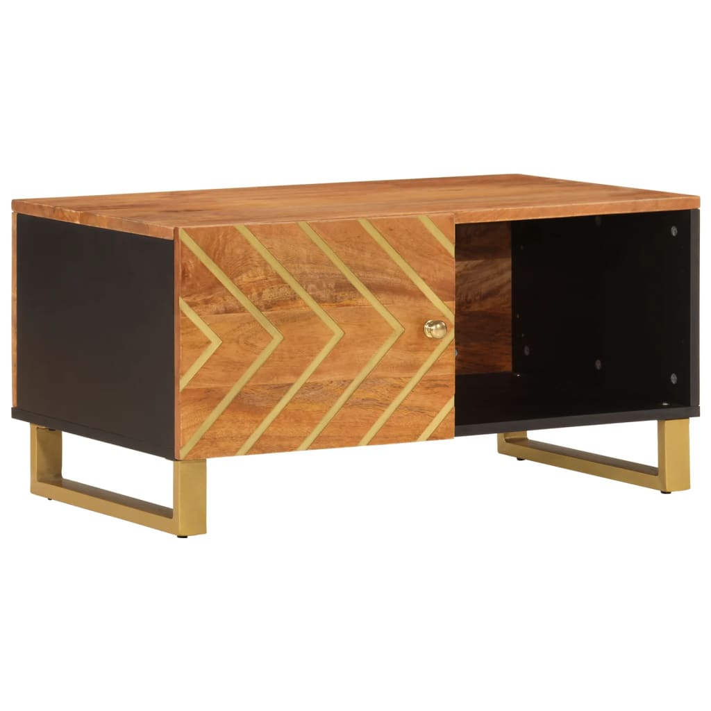 Salongbord brun og svart 80x50x40 cm heltre furu