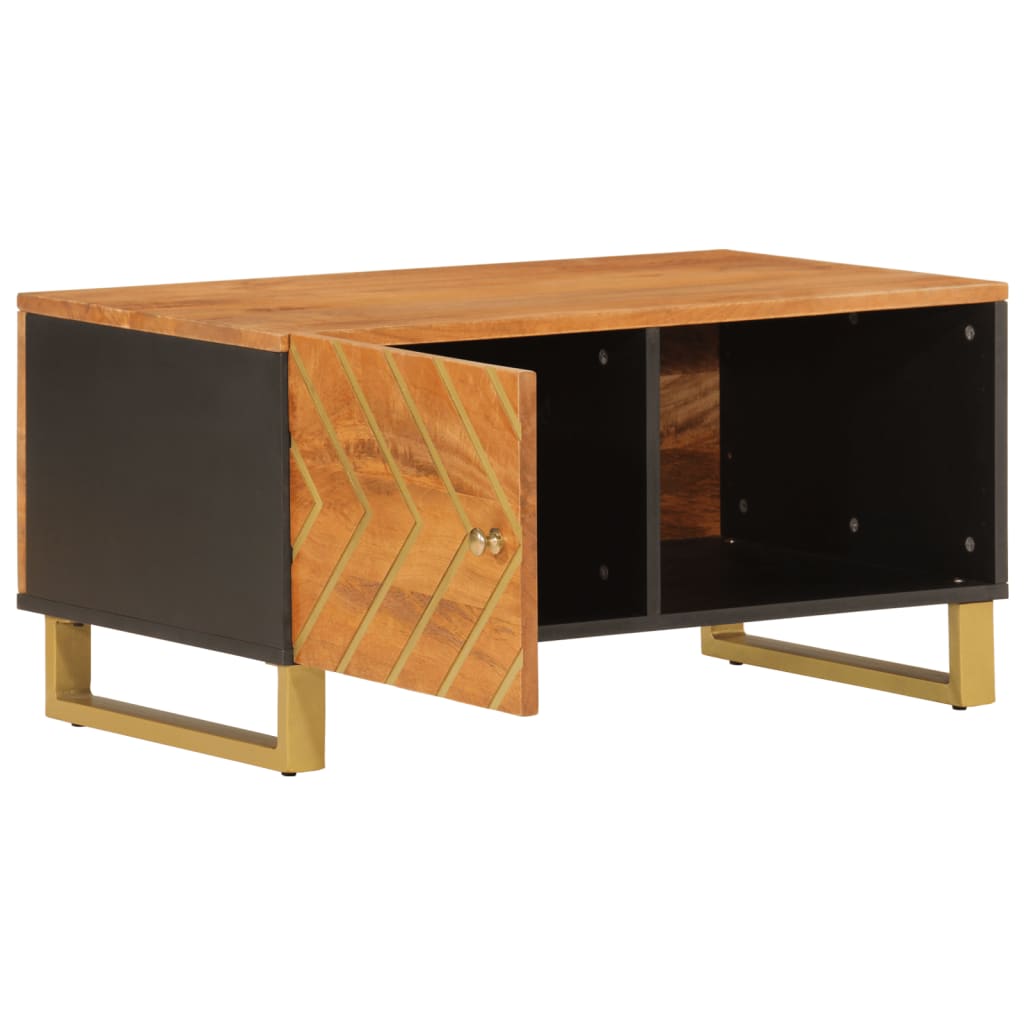 Salongbord brun og svart 80x50x40 cm heltre furu