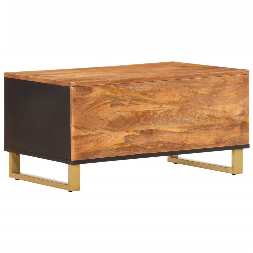Salongbord brun og svart 80x50x40 cm heltre furu