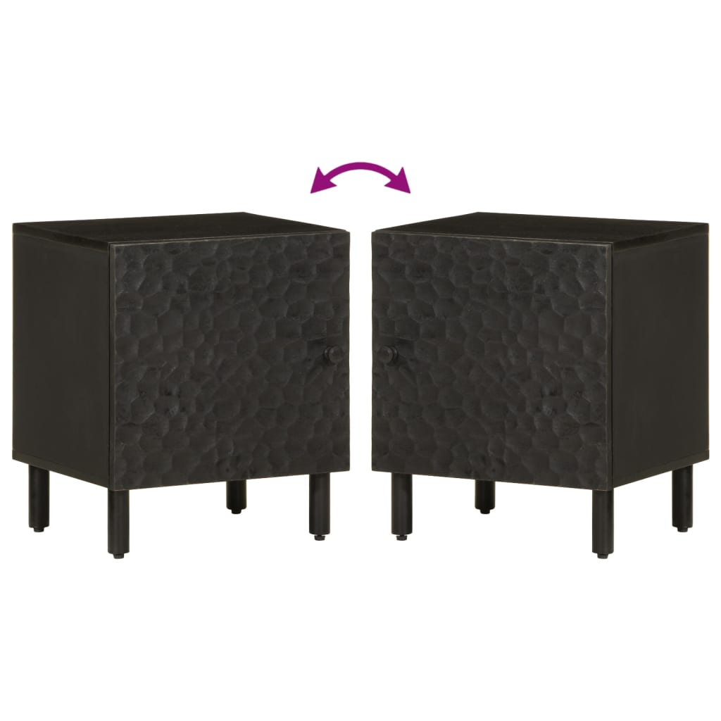 Nattbord svart 40x33x46 cm heltre mango