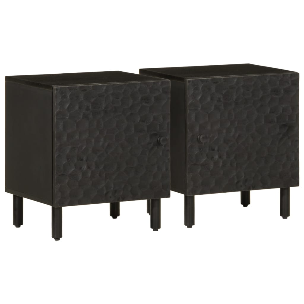 Nattbord 2 stk svart 40x33x46 cm heltre mango