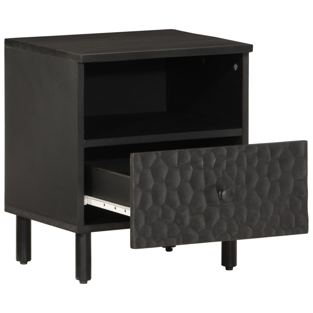 Nattbord 2 stk svart 40x33x46 cm heltre mango