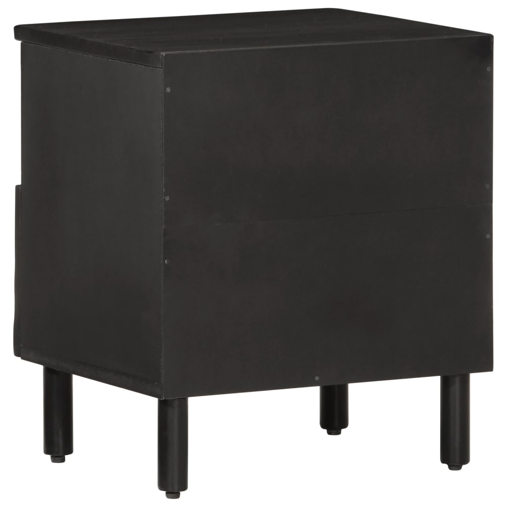 Nattbord 2 stk svart 40x33x46 cm heltre mango