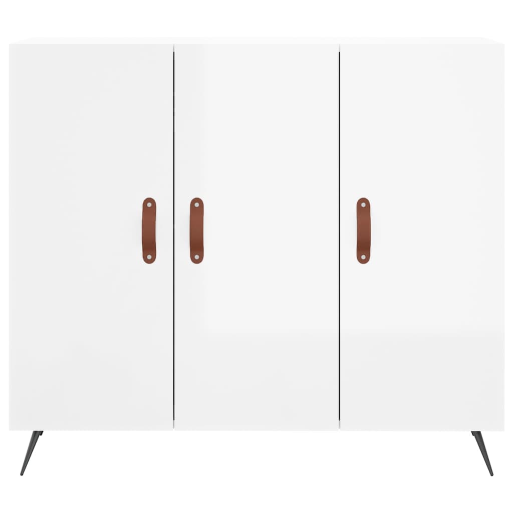 Skjenk høyglans hvit 90x34x80 cm konstruert tre