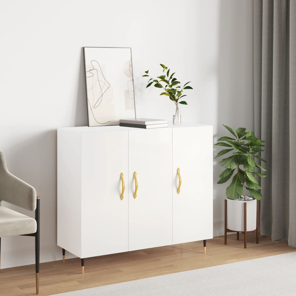 Skjenk hvit 90x34x80 cm konstruert tre