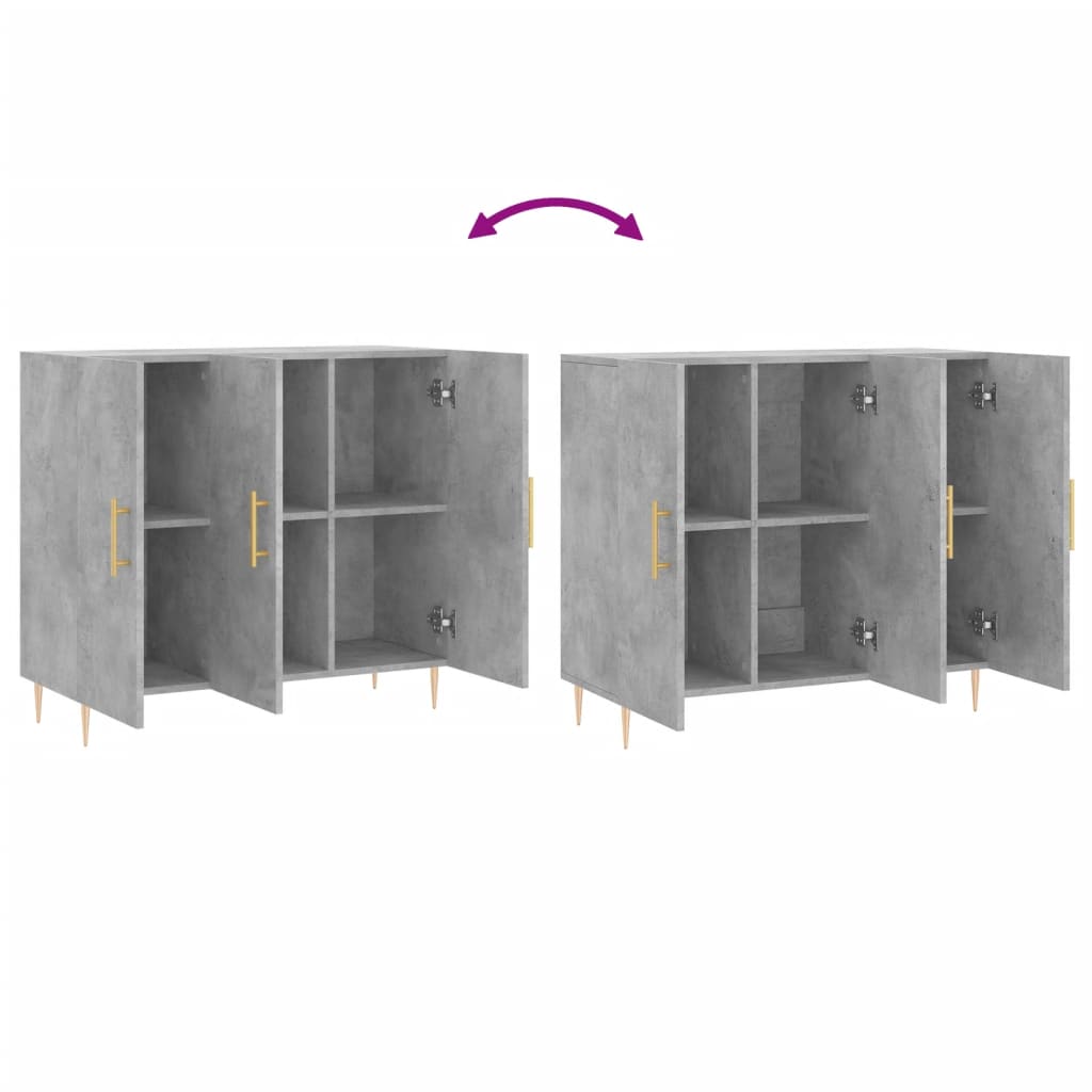 Skjenk betonggrå 90x34x80 cm konstruert tre