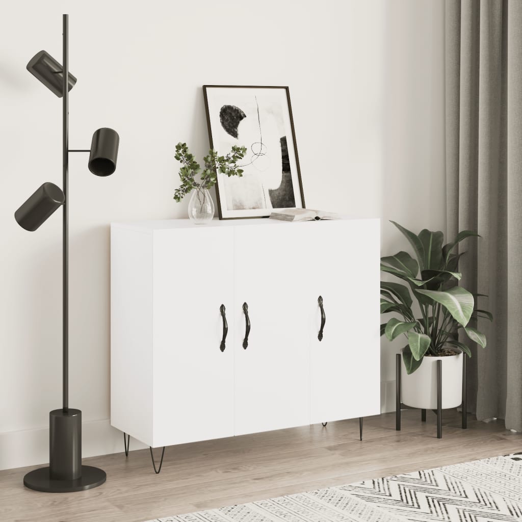 Skjenk hvit 90x34x80 cm konstruert tre