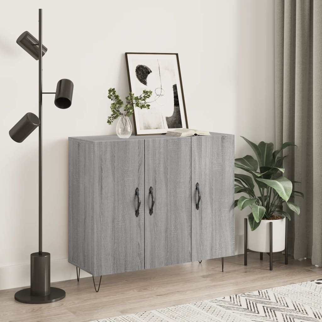 Skjenk grå sonoma 90x34x80 cm konstruert tre