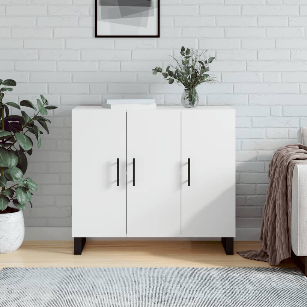 Skjenk hvit 90x34x80 cm konstruert tre