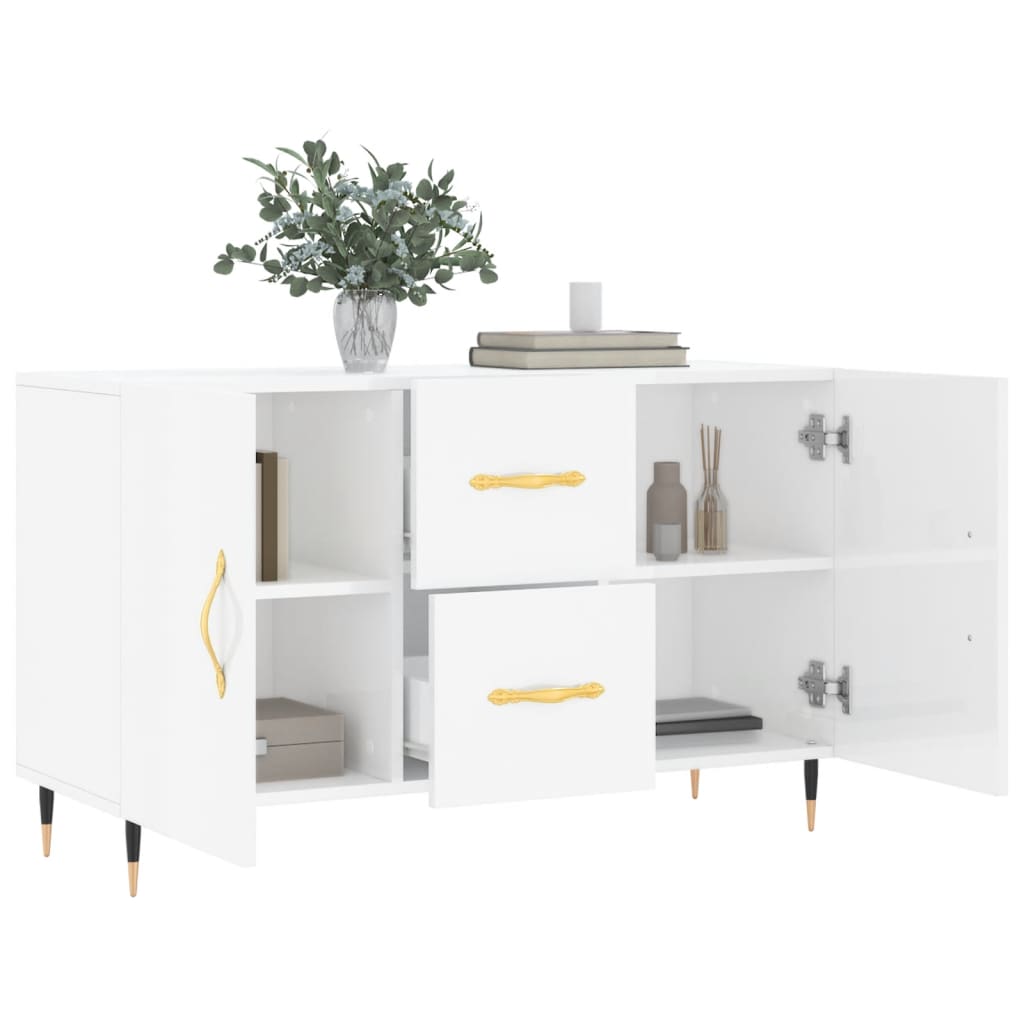Skjenk høyglans hvit 100x36x60 cm konstruert tre
