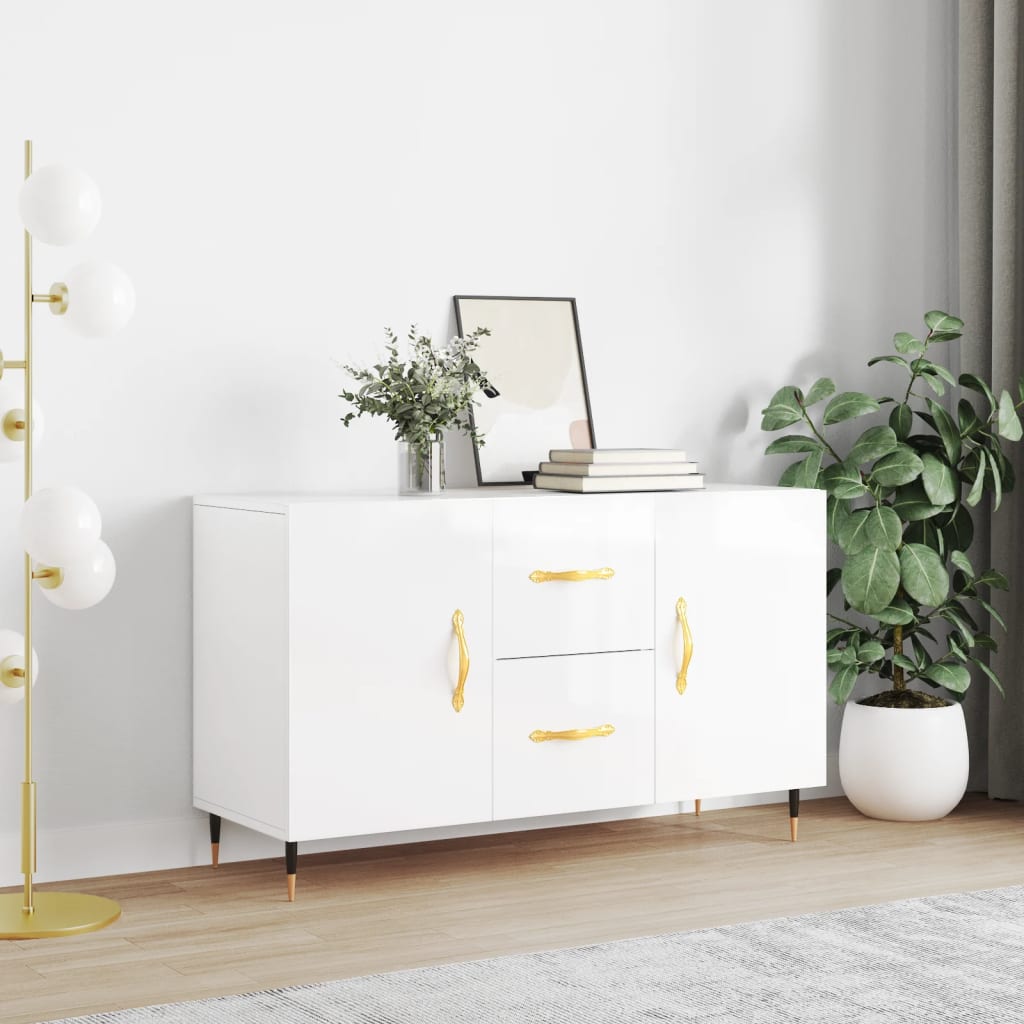 Skjenk høyglans hvit 100x36x60 cm konstruert tre