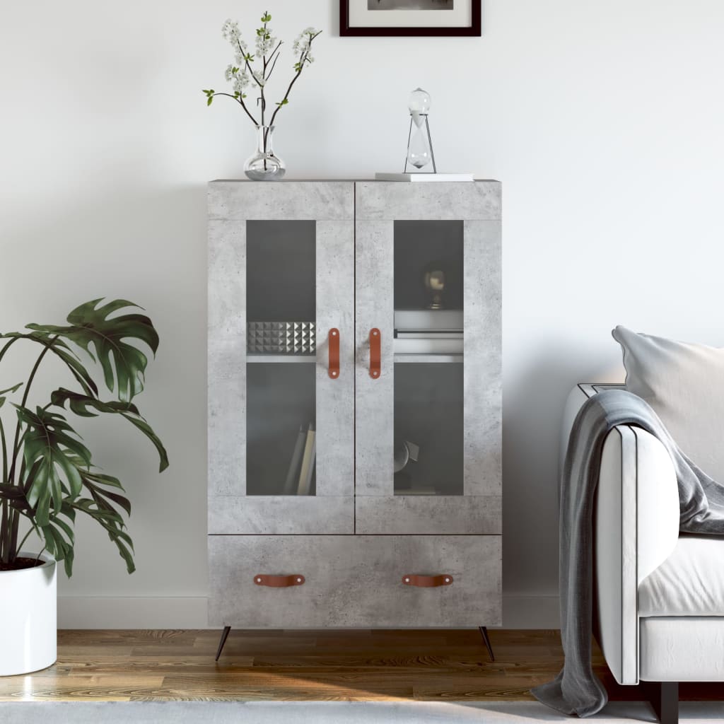Highboard betonggrå 69,5x31x115 cm konstruert tre
