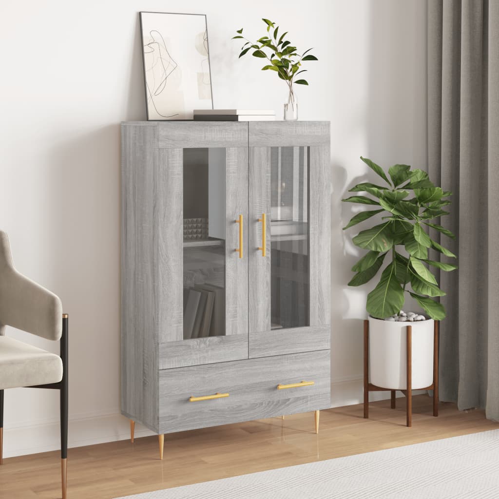 Highboard grå sonoma 69,5x31x115 cm konstruert tre