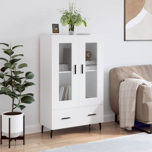 Highboard hvit 69,5x31x115 cm konstruert tre