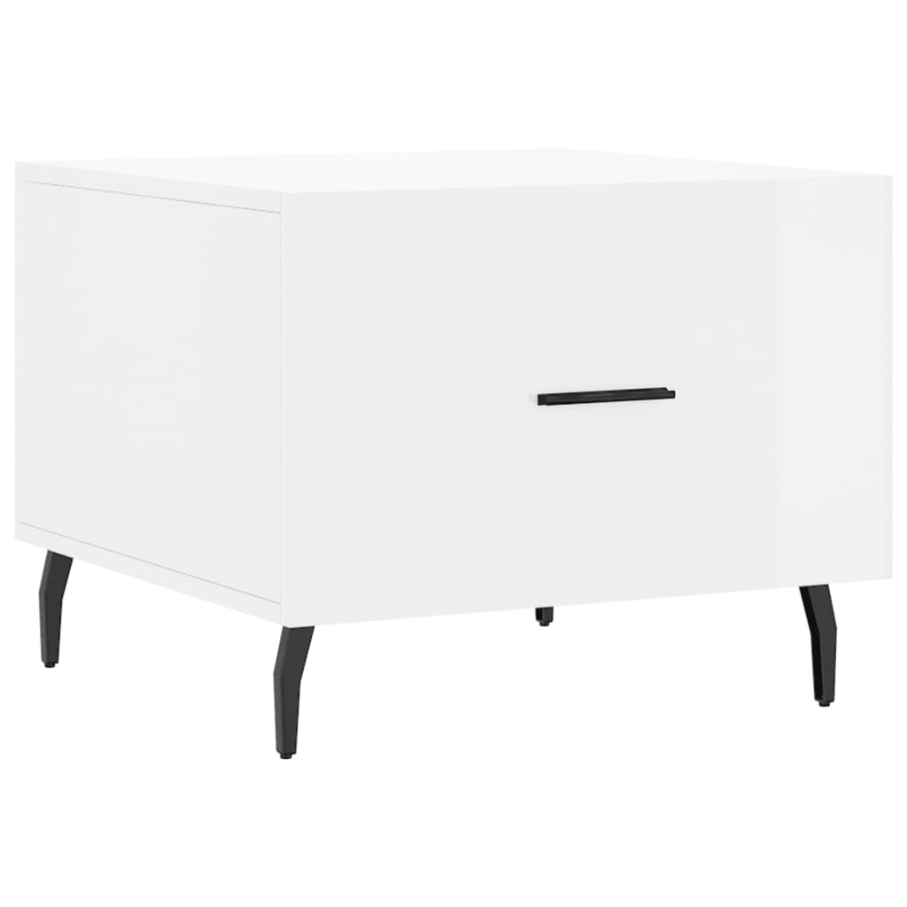 Salongbord høyglans hvit 50x50x40 cm konstruert tre