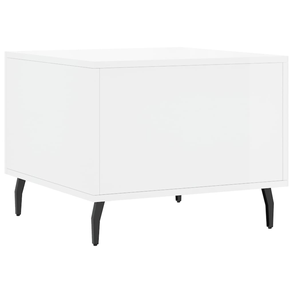Salongbord høyglans hvit 50x50x40 cm konstruert tre