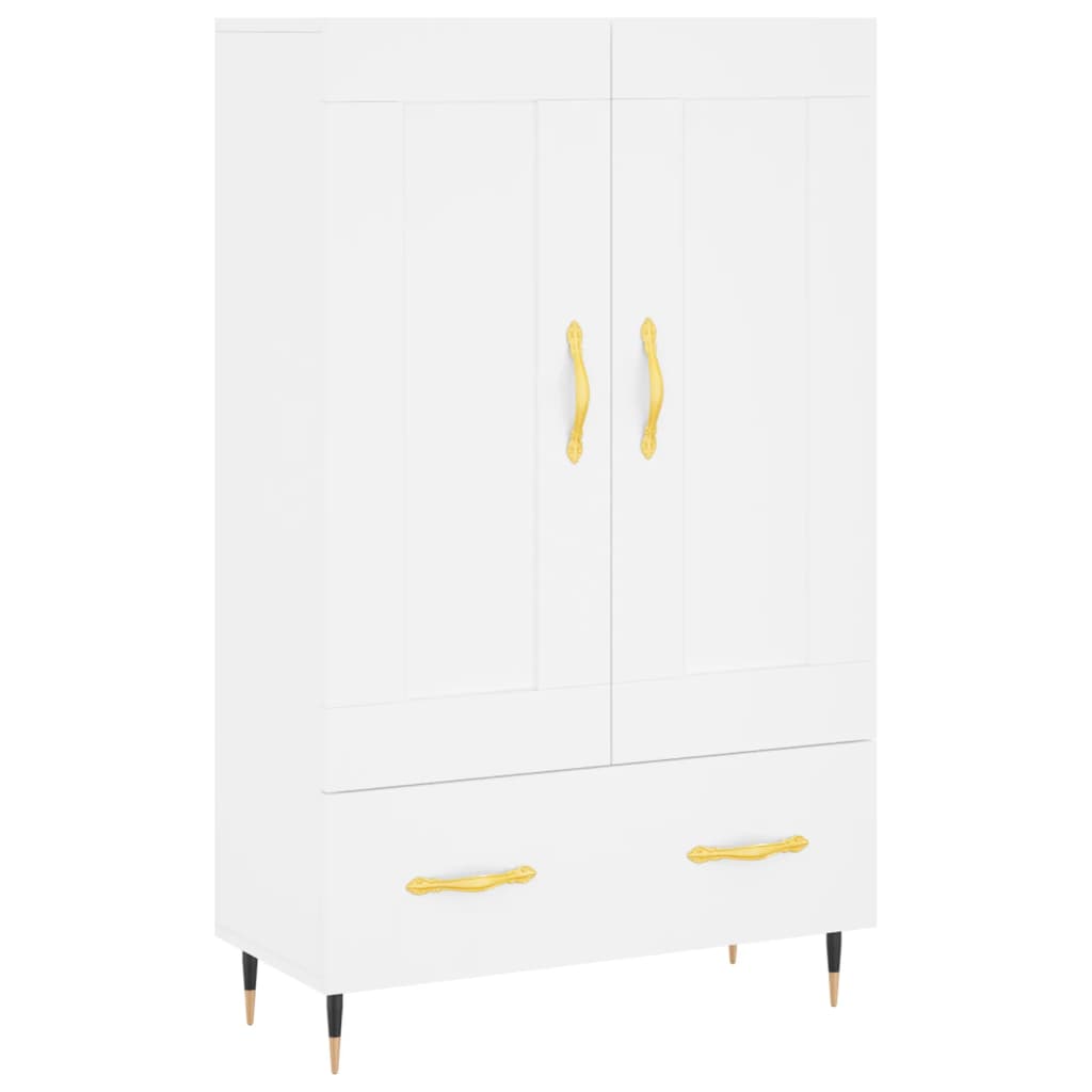 Highboard hvit 69,5x31x115 cm konstruert tre