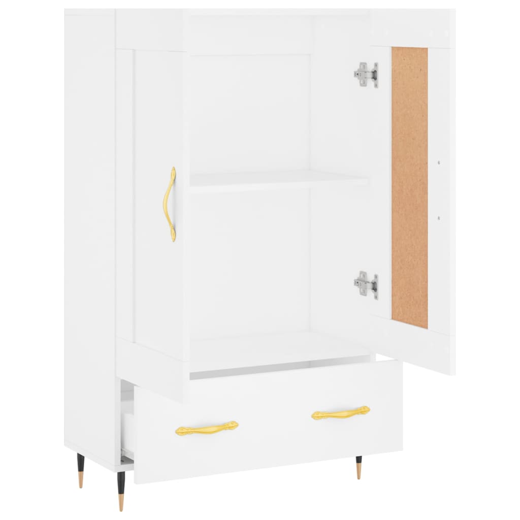Highboard hvit 69,5x31x115 cm konstruert tre