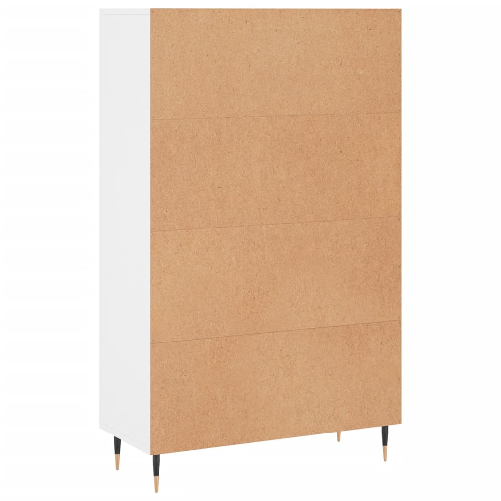 Highboard hvit 69,5x31x115 cm konstruert tre